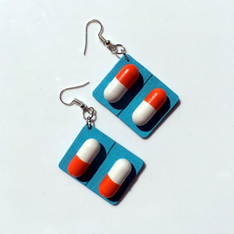 Earrings Khuyên tai thiết kế hình viên thuốc độc đáo màu sắc dễ thương