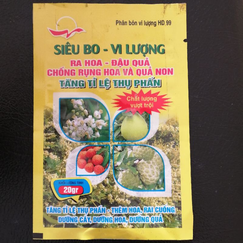 Siêu ra hoa đậu quả - Siêu bo vi lượng - Chống rụng hoa, quả non, dưỡng hoa, dưỡng quả (gói 20gr)