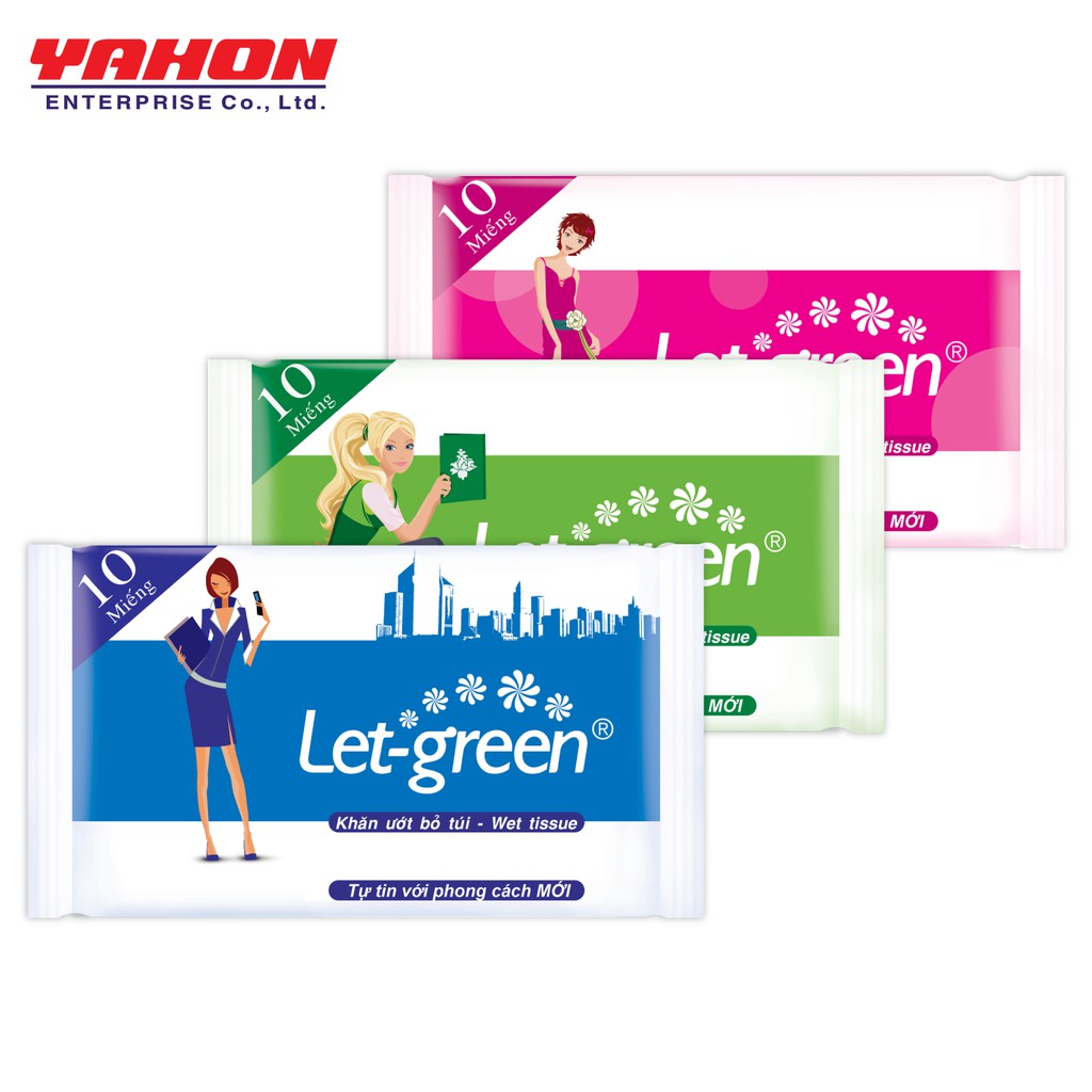 Combo 3 Gói Khăn Ướt Bỏ Túi Let-green (10 Tờ x 3)