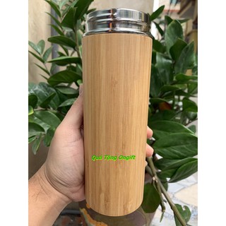 [ SIÊU ĐỘC ] Bình giữ nhiệt vỏ tre lõi inox 304 cao cấp, an toàn sức khỏe thân thiện với môi trường. Khắc  tên theo yc