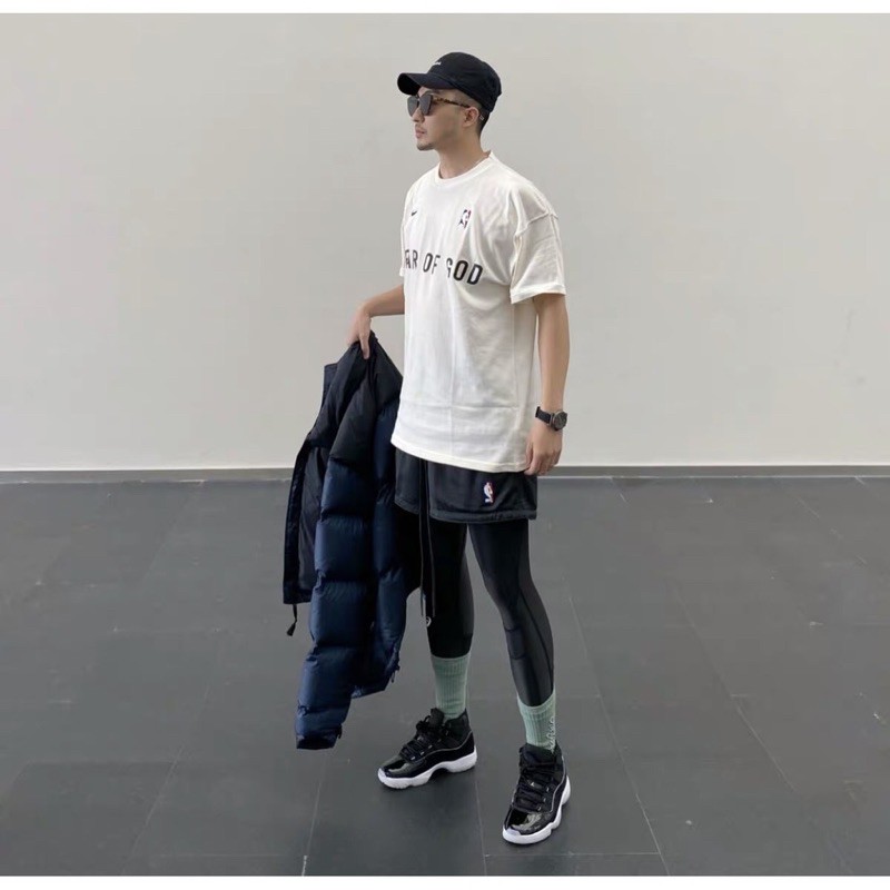 Áo thun tay lỡ Fear of god in ngực, áo thun nam nữ unisex