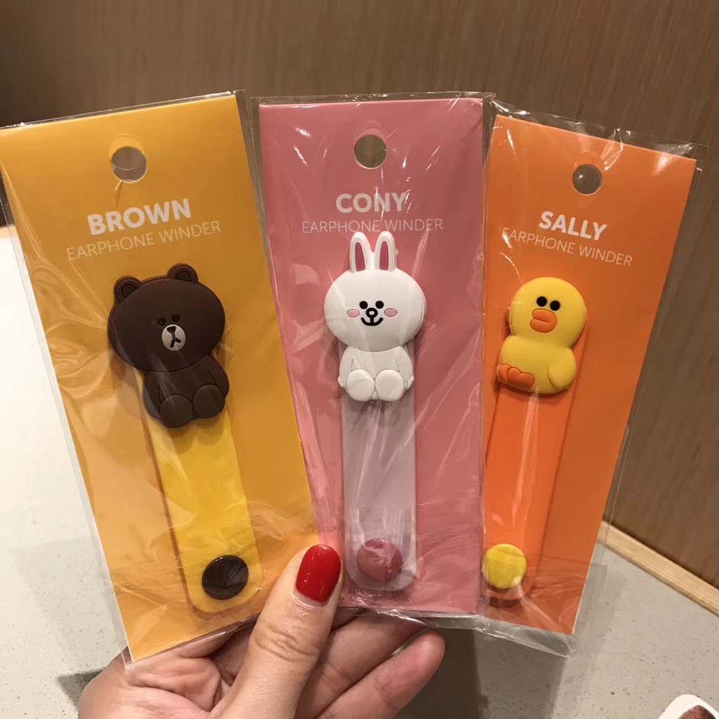 Line Friends Dây Quấn Cáp Sạc / Tai Nghe Điện Thoại Hình Gấu Nâu Dễ Thương