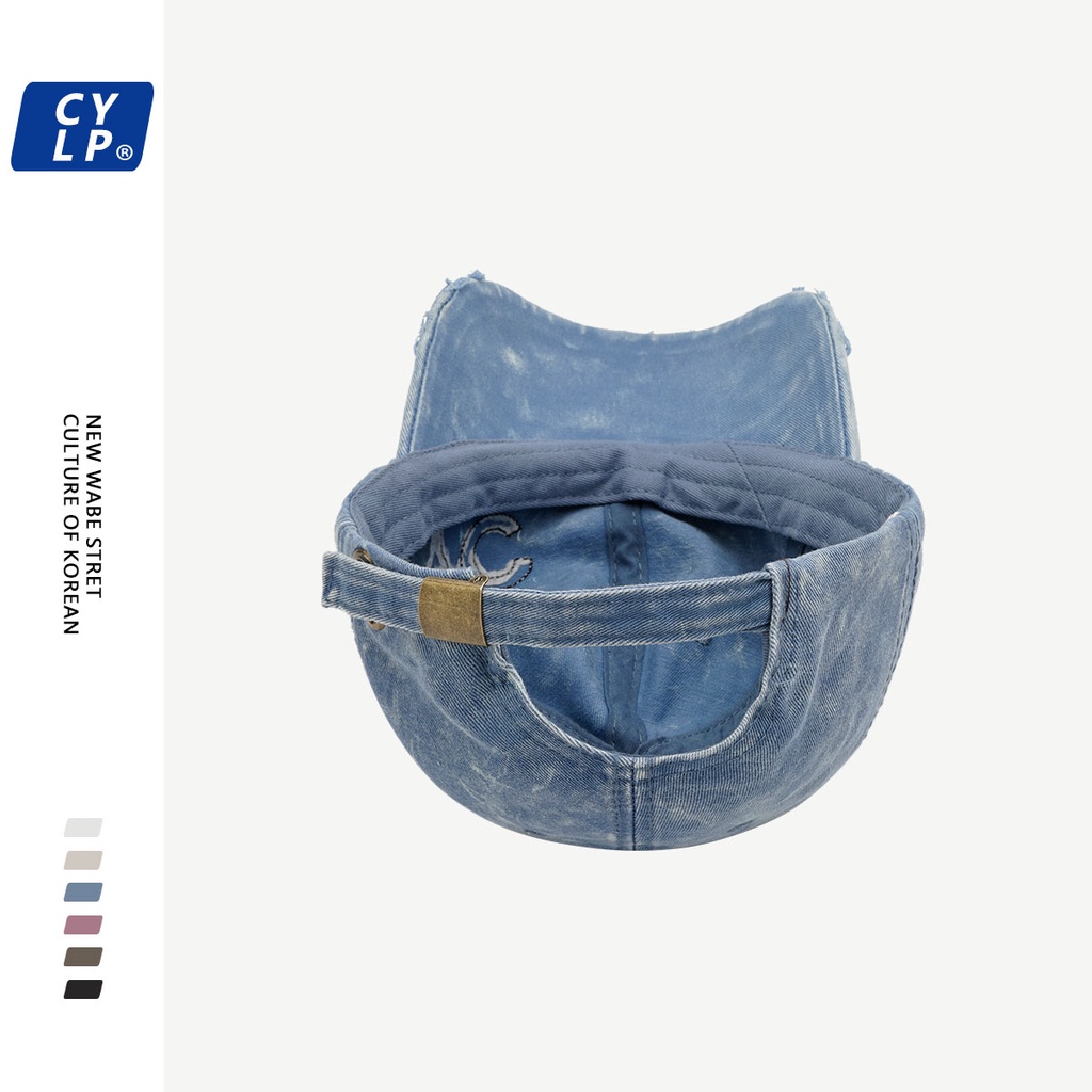 Ins Influencer Mũ Lưỡi Trai Thêu Chữ NYC Nhuộm Màu Phong Cách Retro Hàn Quốc Cho Nữ