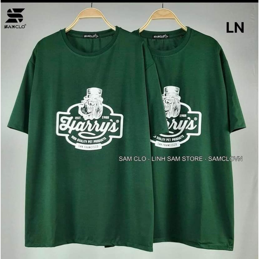 Áo phông cổ tròn tay lỡ unisex form thụng in chữ HARRYS nam nữ mặc đẹp (3LN-5K)