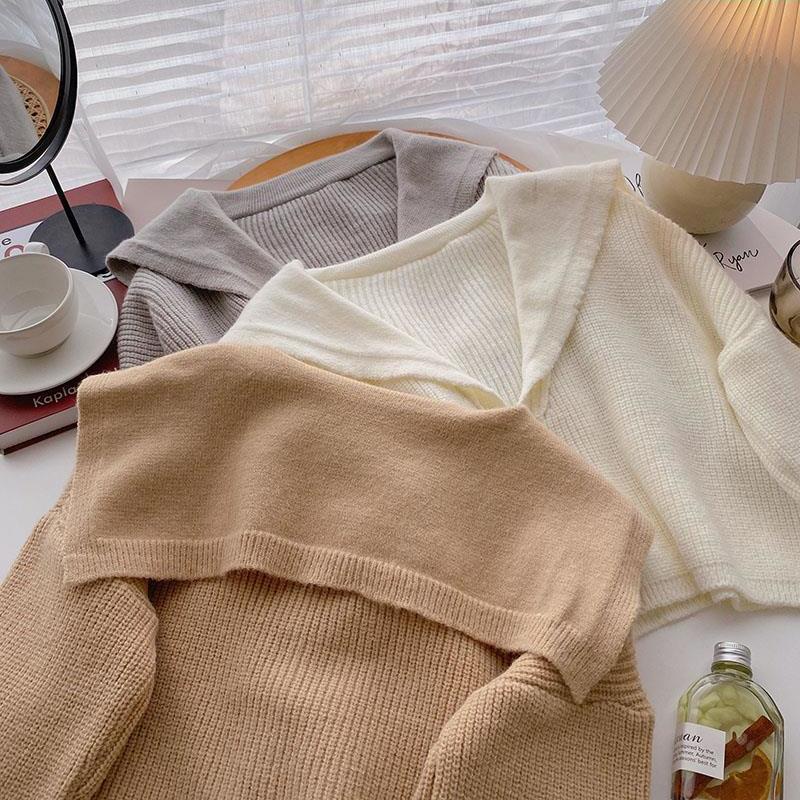 Áo khoác nữ hoodie dệt kim len khoác cardigan tay dài cổ hải quân phong cách hàn quốc thời trang mùa thu hàng mới dành cho bạn nữ