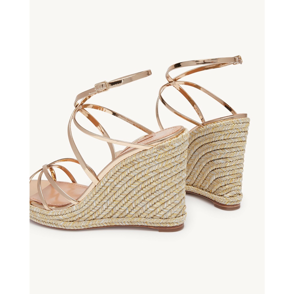 Giày Cao Gót Đế Cói Dạng Xuồng Nữ Quai Đan Chéo Màu Gold Màu Bạc, Giày Sandal Cói Cho Nữ Cao Cấp Hàng Hiệu 10 Phân