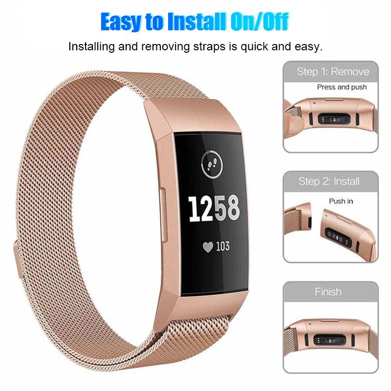 Dây đeo kim loại Milanese Loop cho Fitbit Charge 2 Fitbit Charge 3 Thép không gỉ Vòng đeo tay thay thế dây đeo