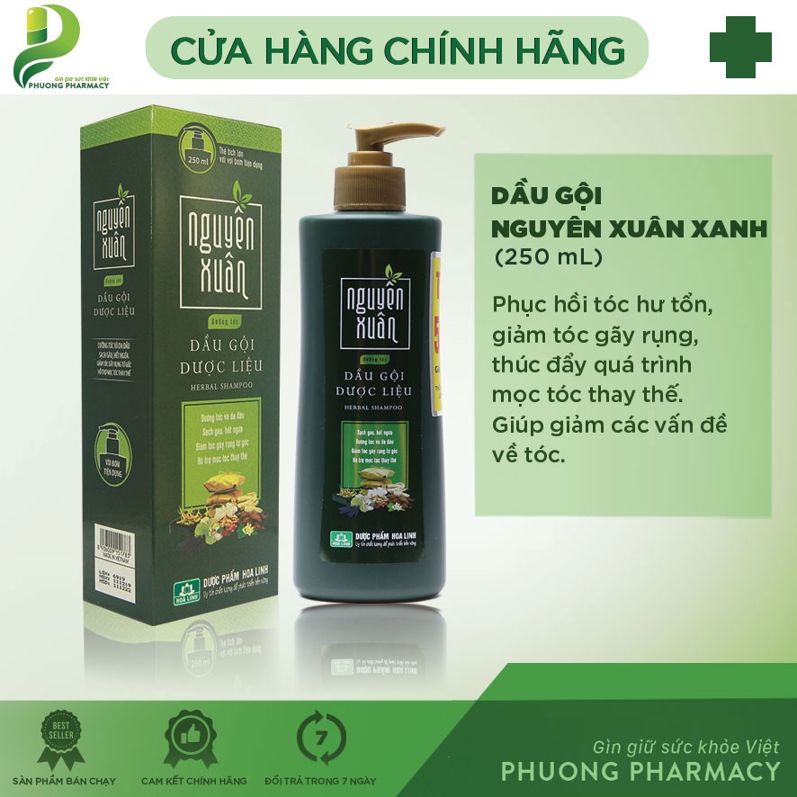 Dầu gội Dược liệu Nguyên Xuân xanh 250ml (Dưỡng tóc, phục hồi hư tổn)