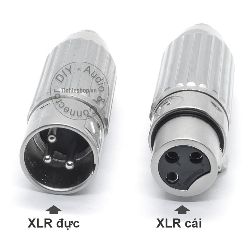 2 chiếc - Đầu giắc chuyển đổi AV RCA cái sang XLR cannon DIN 3pin đực - Khẩu chuyển Canon XLR 3PIN male ra AV/RCA female