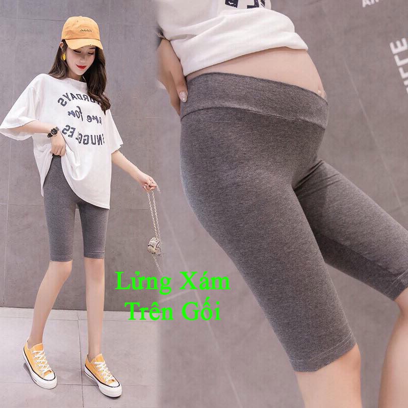 Quần bầu leging cạp chéo chất cotton co giãn 4 chiều, thiết kế Dài - Lửng đủ size cho mẹ bầu từ 40 đến 82kg