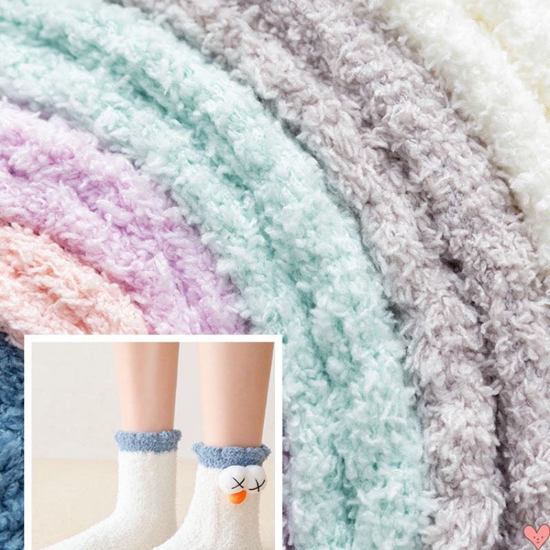 Vớ Lông Cừu Mềm Ấm Áp Họa Tiết Hoạt Hình Dễ Thương Cho Nữ
