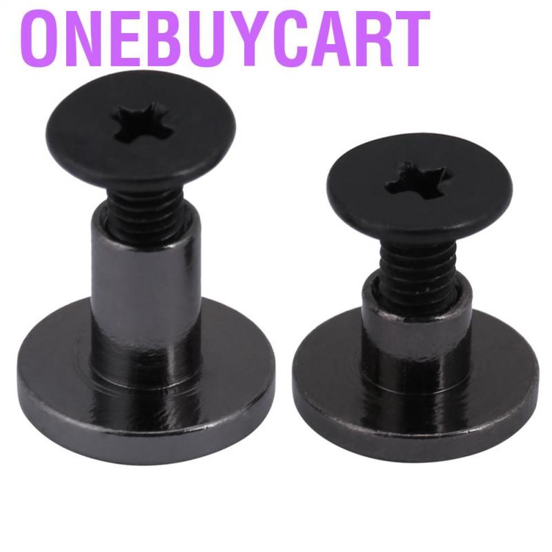 Onebuycart 20 Sets 5/8mm Flat Head Solid Stud Screwback Screw Rivet Leather Craft DIY Black