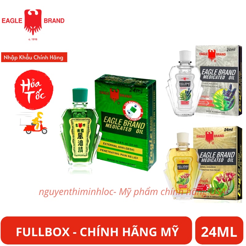 Dầu Con Ó Mỹ Chai 24ml Đủ 3 Màu Xanh - Trắng - Vàng Hàng nhập mỹ 2 nắp