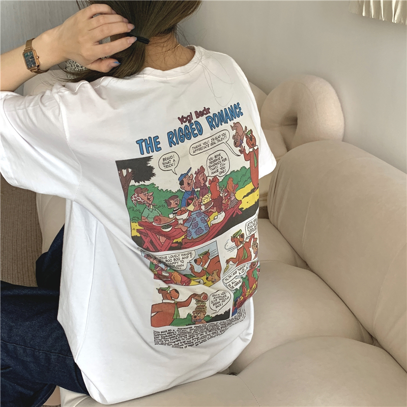 Áo thun tay ngắn in hình hoạt hình dành cho nữ