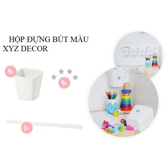 COMBO HỘP ĐỰNG BÚT MÀU CHO BÉ (1 THANH + 3HỘP + 5 móc) | BigBuy360 - bigbuy360.vn