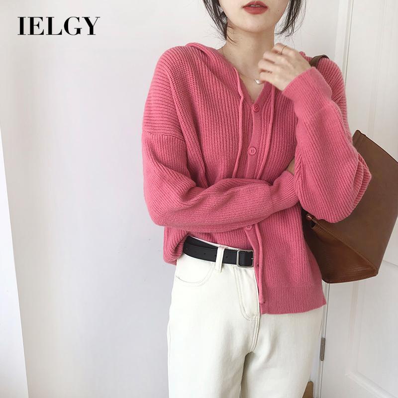 Áo khoác cardigan IELGY dệt kim dày dặn dáng rộng phong cách Hàn Quốc dễ phối đồ cho nữ