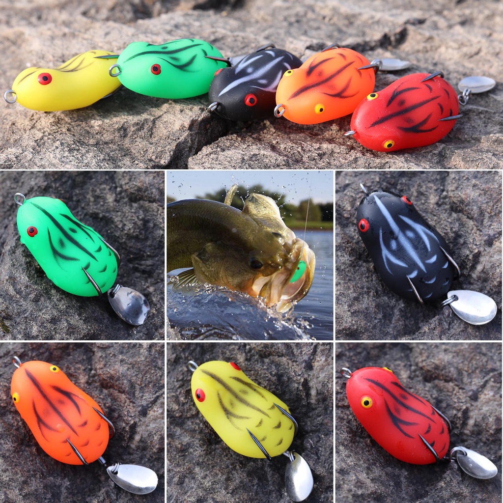 Mới Sequin Frog Mồi Câu Cá Mồi Câu Cá Mềm 4.5cm/7g Soft Bionic Frog Frog Móc Đôi Mô Phỏng Cơ Thể Rỗng Xoay Mồi Giả Đúc Trên Móc Công Cụ Câu Cá Trên Mặt Nước
