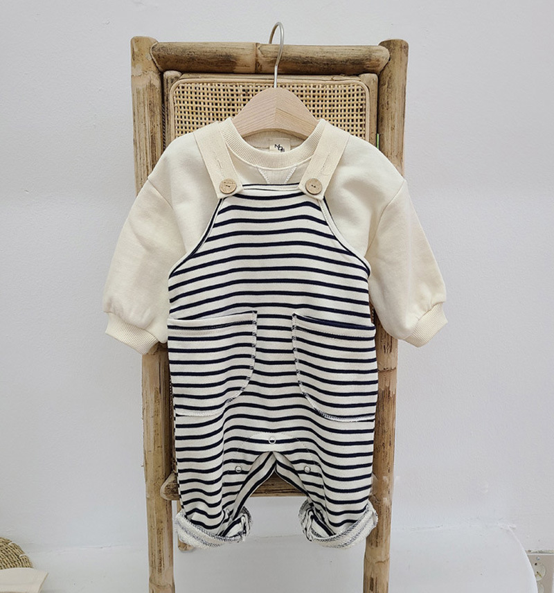 Áo liền quần tay dài sọc ngang cho bé trai & gái