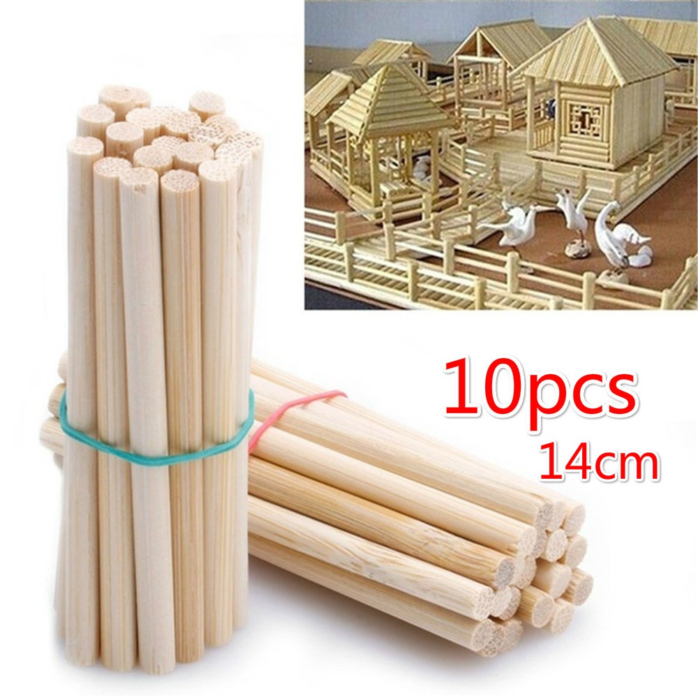 Set 10 Que Gỗ Tròn Mini 14cm Dùng Để Trang Trí Đồ Thủ Công