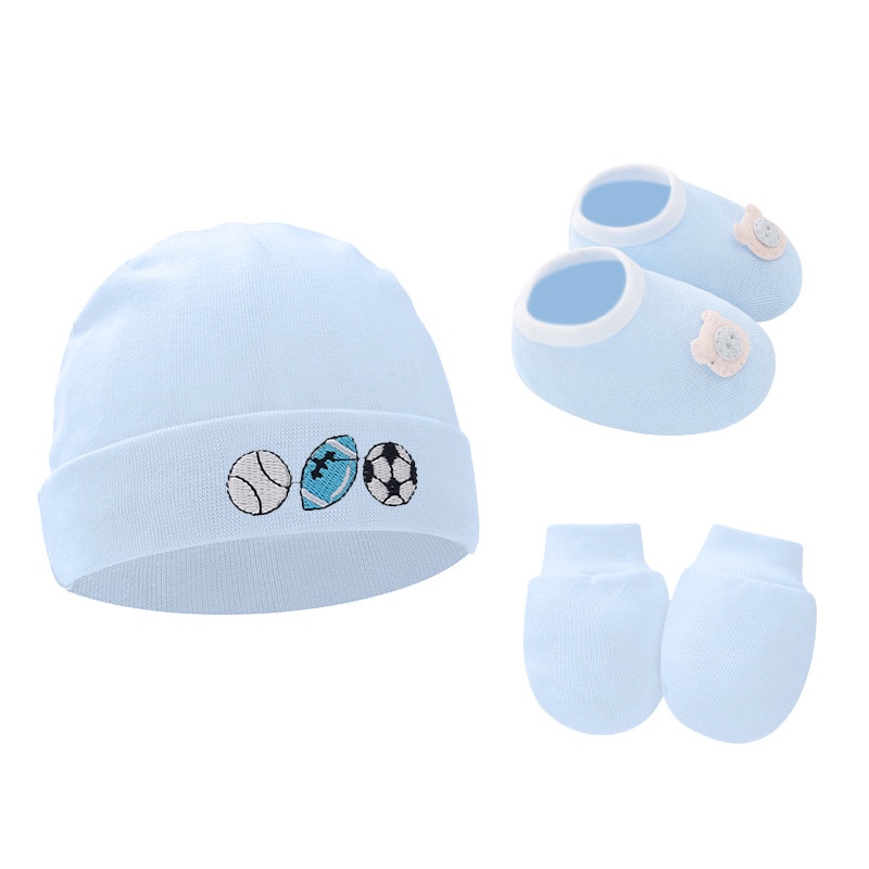 Set 3 Món Gồm Găng Tay + Găng Tay + Vớ cotton Họa Tiết Hoạt Hình Cho Bé 0-6M