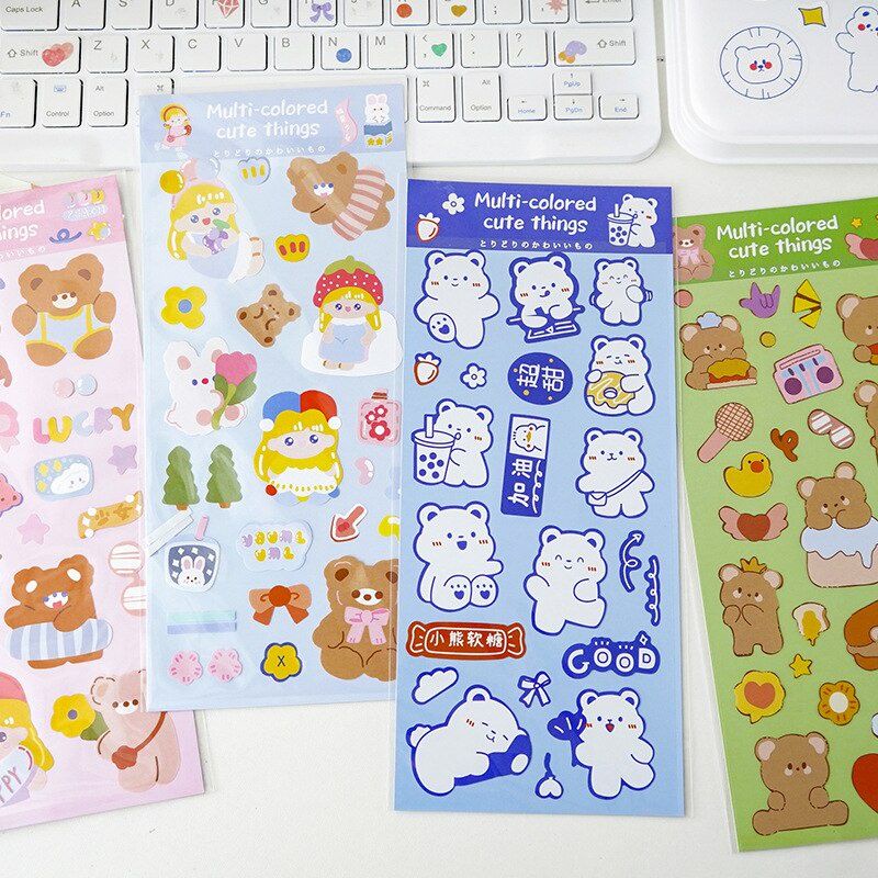 Sticker dài gấu xì tin nhiều màu sắc