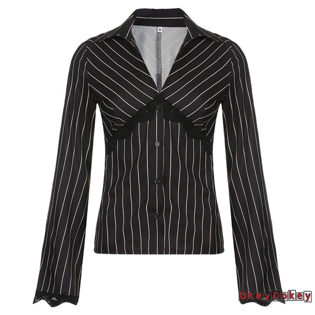 Áo Thun Tay Loe Cổ Chữ V Phối Ren Thời Trang Cho Nữ