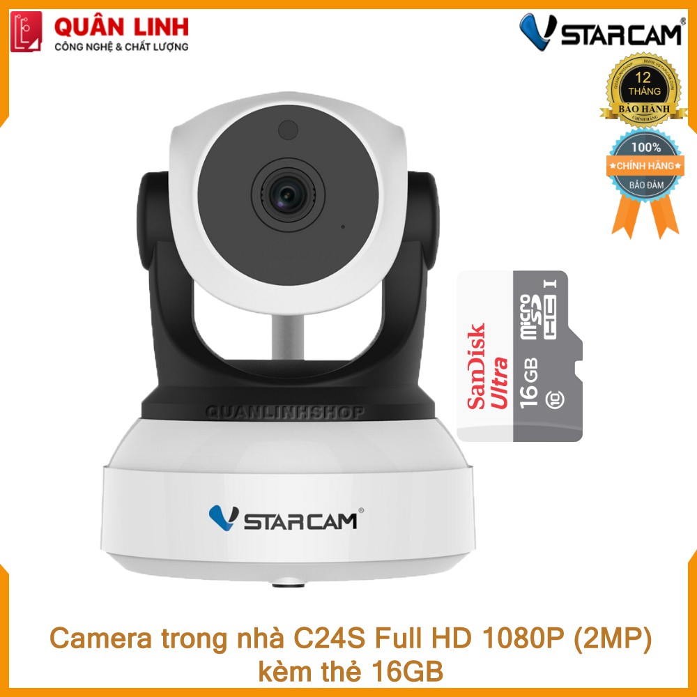 Camera Wifi IP Vstarcam C24s Full HD 1080P kèm thẻ 16GB