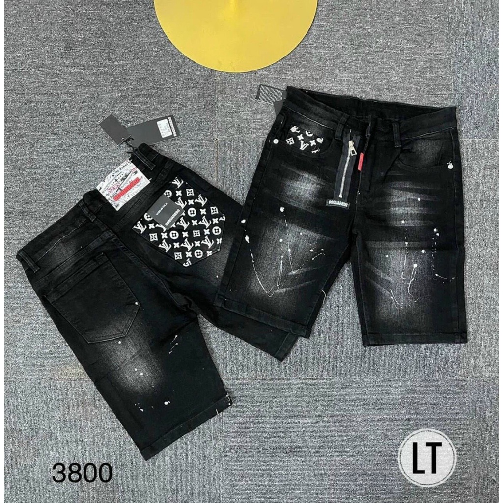 Quần short jean nam vải jean dày,chuẩn form,sang trọng,cá tính thêu logo cao cấp-AHFASHION
