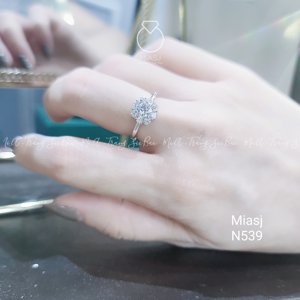 Nhẫn nữ bạc Ý S925 đính hoa đá MiASJ kiểu dáng sang trọng N539