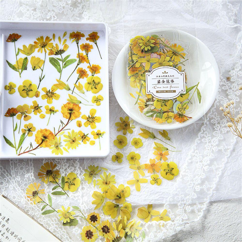 Set 40 Miếng Dán Hình Hoa Lá Kiểu Vintage Trang Trí Nhật Ký / Nhật Ký DIY
