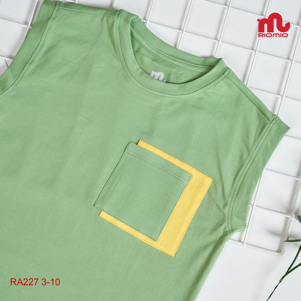 Áo thun bé trai sát nách 3-11 tuổi (15-40kg) RIOMIO cotton 4 chiều thoáng mát, thấm hút phong cách Hàn Quốc - RA227