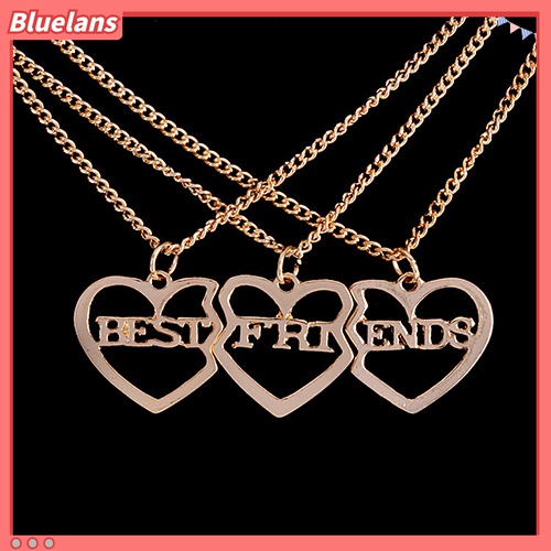 Bộ 3 dây chuyền hình trái tim mạ vàng thiết kế chữ Best Friends