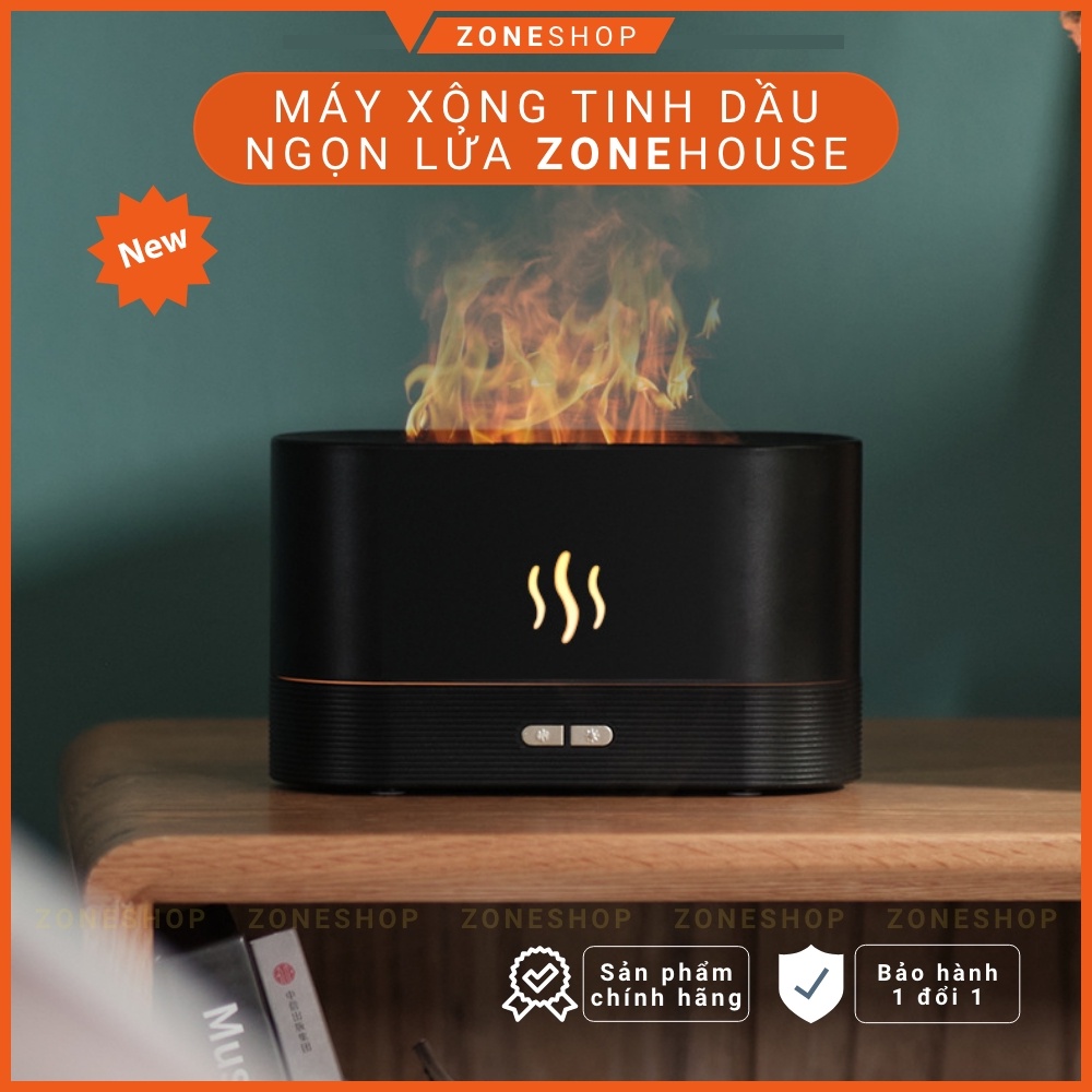 Máy xông tinh dầu ngọn lửa ZONEHOUSE, máy khuếch tán tinh dầu tạo ẩm sóng siêu âm, 3 chế độ phun [ZONESHOP]