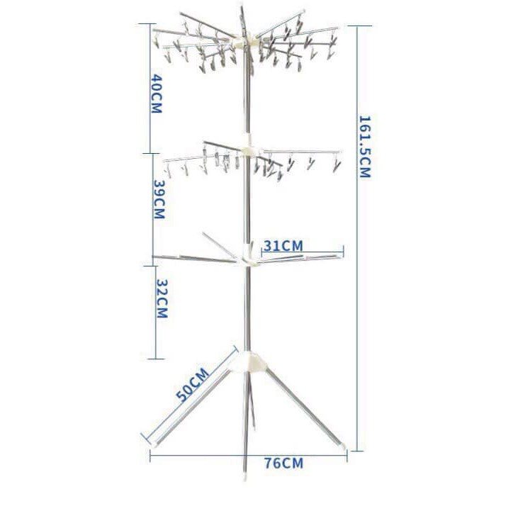 FREE SHIP !!! Cây phơi đồ đa năng inox loại 56 kẹp 9BABY