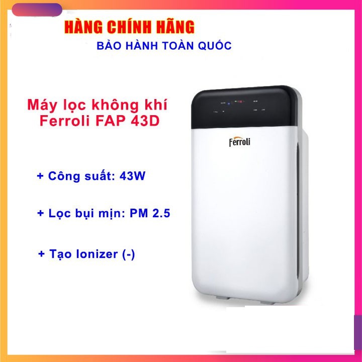 [Mã ELMS5 giảm 7% đơn 300K] MÁY LỌC KHÔNG KHÍ FERROLI MODEL FAP-43D/ XẢ KHO QUẠT ĐIỀU HOÀ HƠI NƯỚC HS-35A