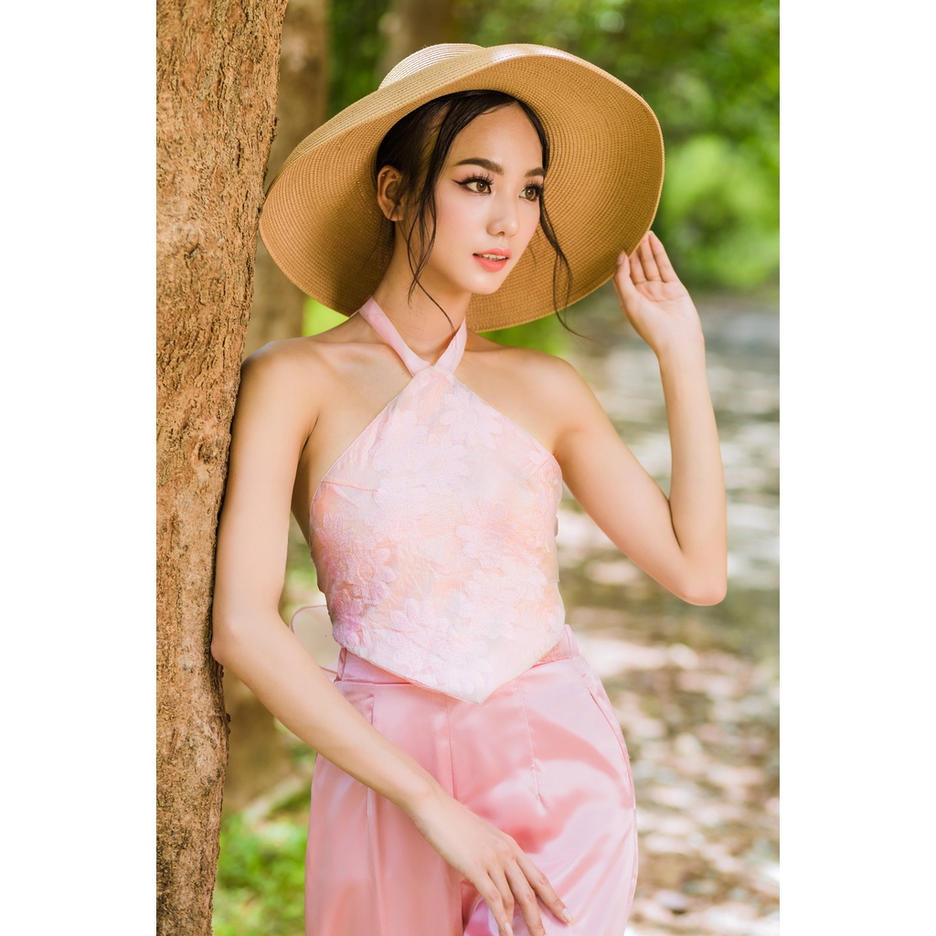 Set Yếm 2 Món - Áo Yếm Cột Nơ Sau Lưng Và Quần Lụa Freesize Chất liệu Tơ Hoa Ép, Voan, Lụa