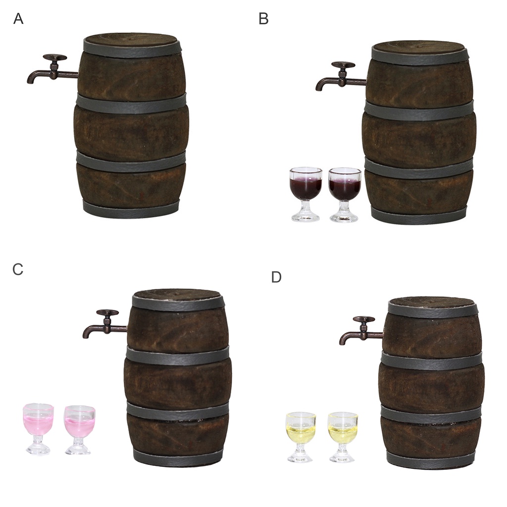 Mô Hình Thùng Gỗ Đựng Rượu Mini Dễ Thương Tỉ Lệ 1: 12 Trang Trí Nhà Búp Bê