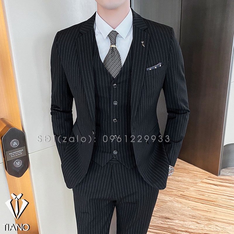 Bộ Vest Nam Hàn Quốc 1 Cúc, Suit Nam 1 Cúc Chất Vải Sịn, Fom Ôm Đẹp, Quần Có Tăng Chỉnh Vòng Bụng.