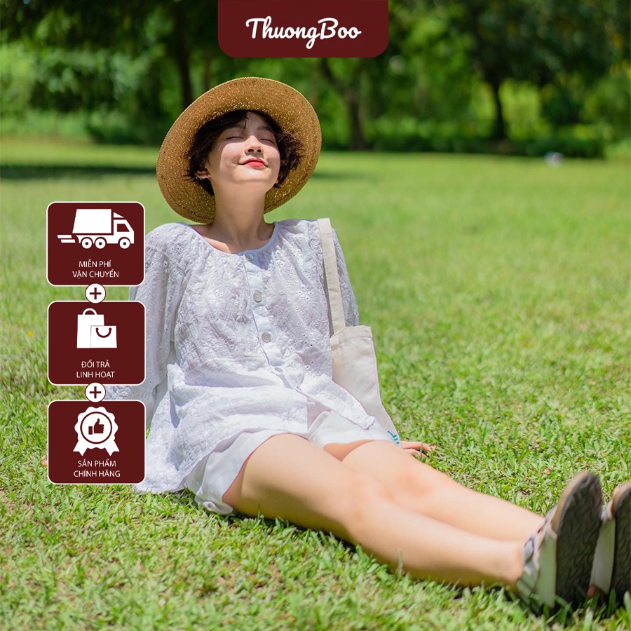 Áo Kiểu Nữ Thuongboo Chất Liệu Thô Thêu Hàn Siêu Mát Freesize Phù Hợp Đi Làm Đi Dạo Phố - Ren Top
