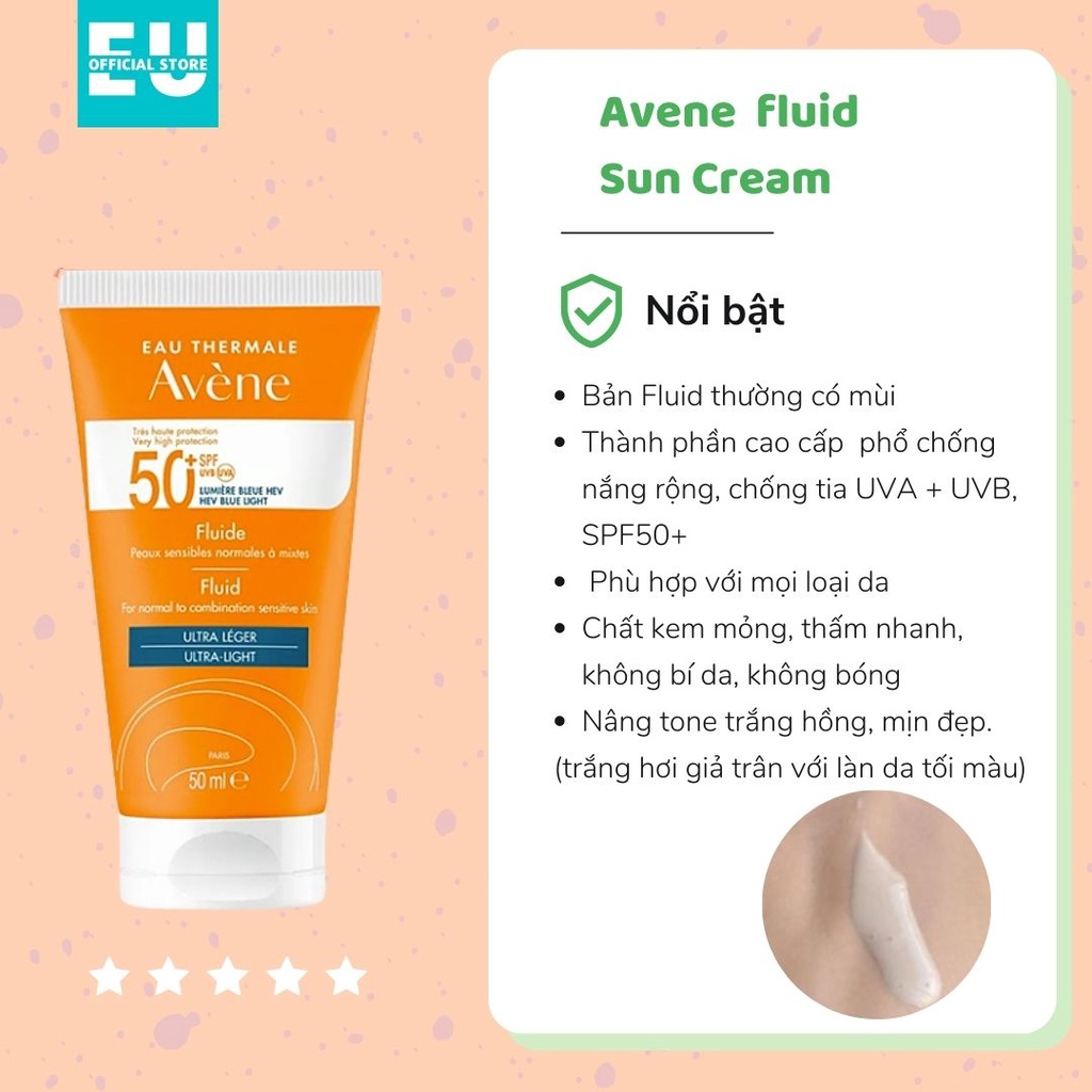 Kem Chống Nắng Avene Dry Touch Fluide /Avene Mattifying Cleanance SPF50+