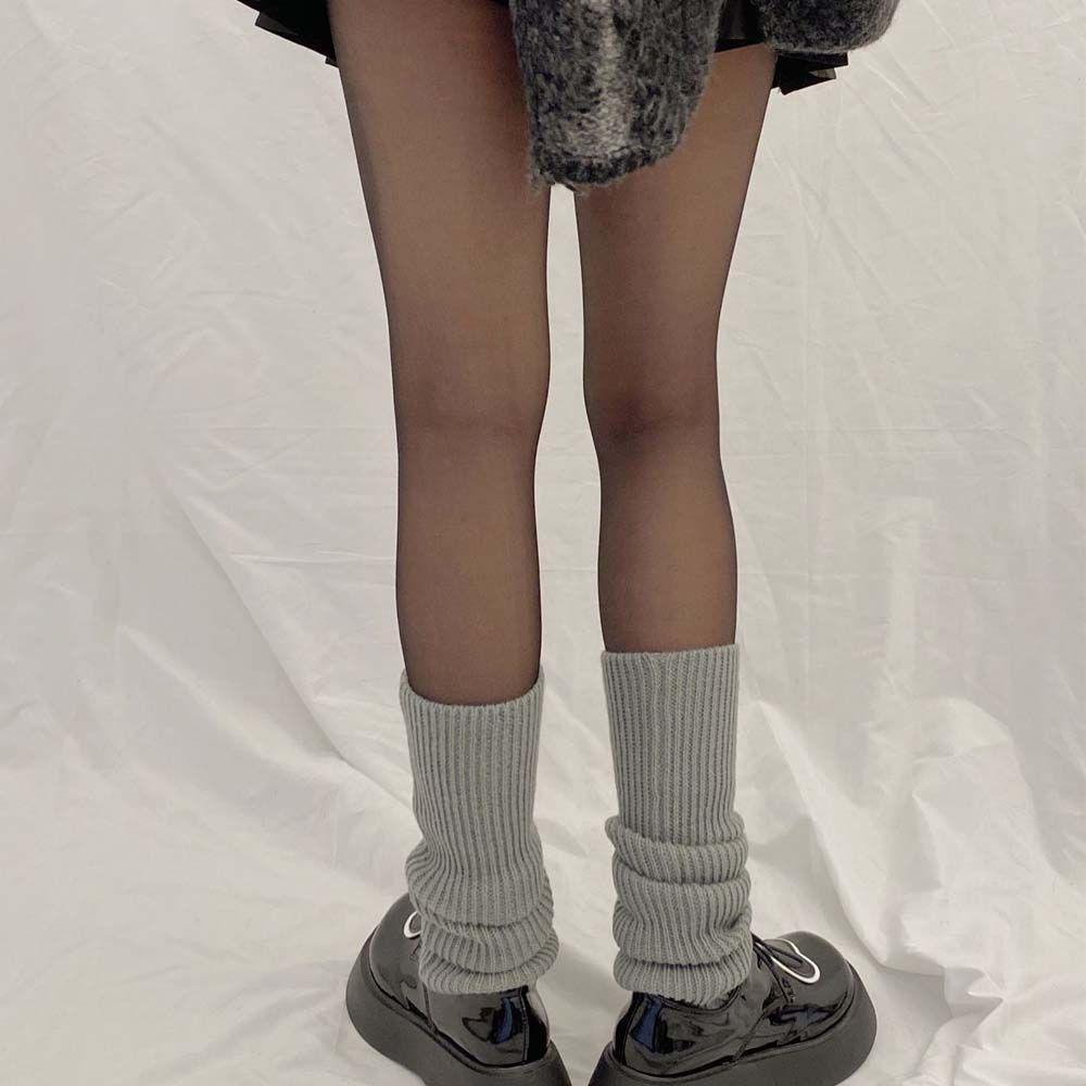 SOMEDAYZL Vỏ Bọc Giữ Ấm Chân Họa Tiết Kẻ Sọc Màu Trơn Phong Cách Lolita Nhật Bản