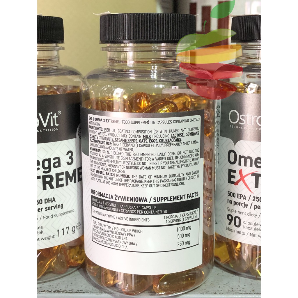Viên Uống Dầu Cá Cô Đặc OMEGA 3 EXTREME OSTROVIT - 90 viên
