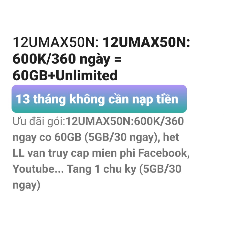 [Free 13 tháng] Sim Viettel 4G 1 năm Tặng thêm 1 tháng không cần nạp tiền.