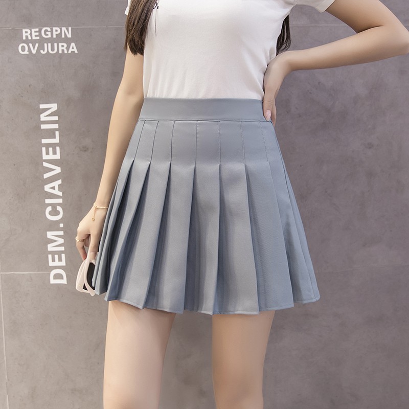 ☒▦◐ pleated skirt high waist solid color fashion sexy non-fading a-line short pants plaid