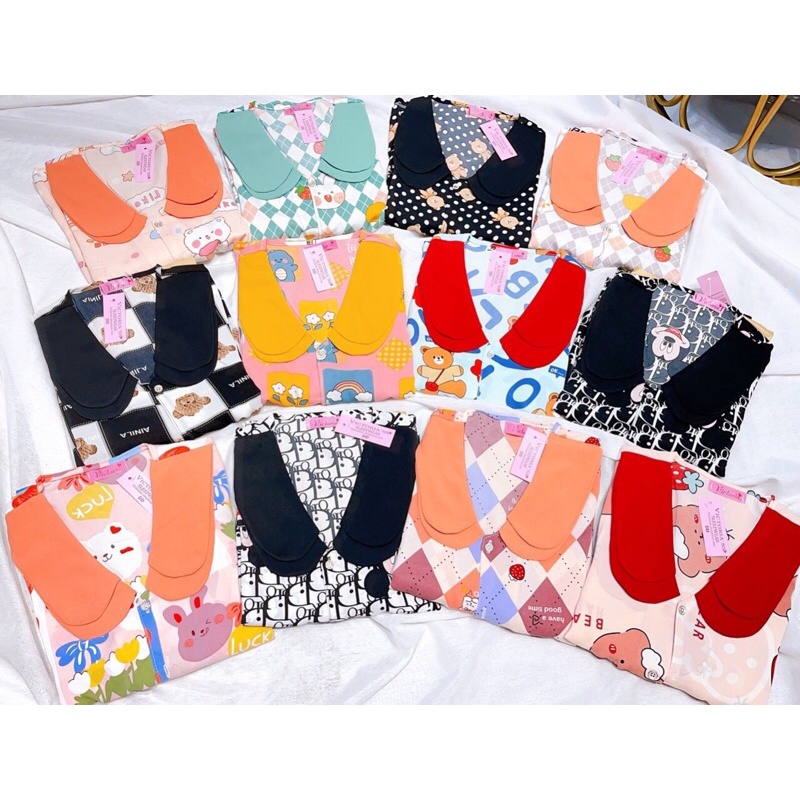 Bộ pijama cổ Sen 2 lá chất mango mềm mịn, dày dặn, không nhăn  Ảnh thật