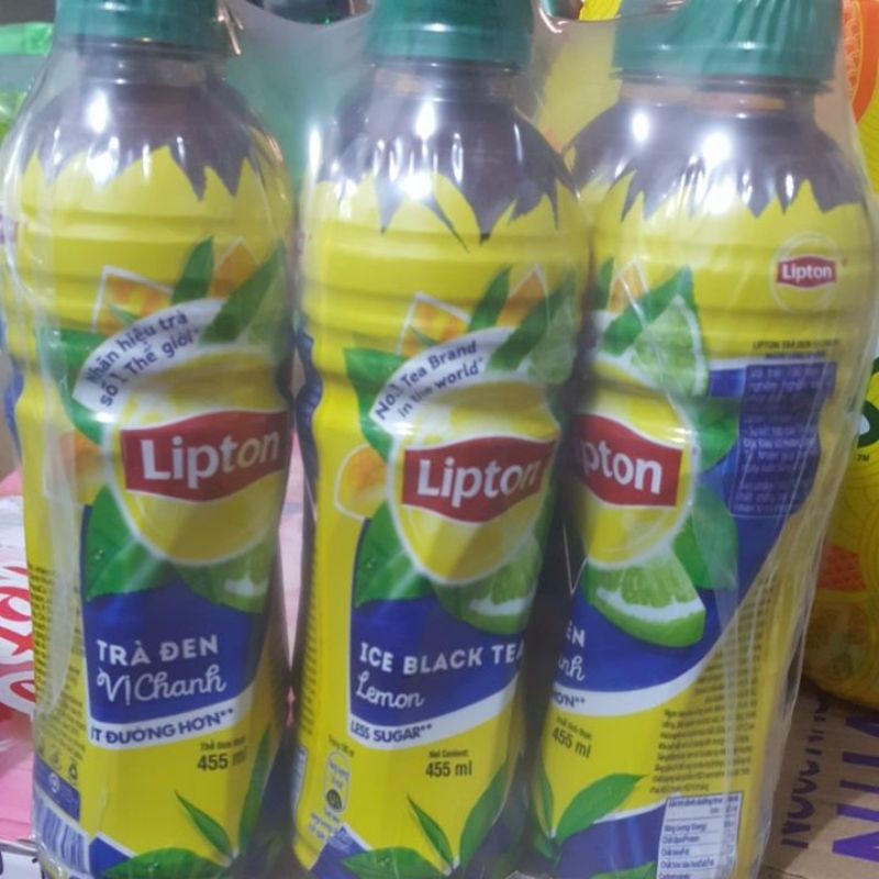 6 chai nước lipton trà đen vị chanh