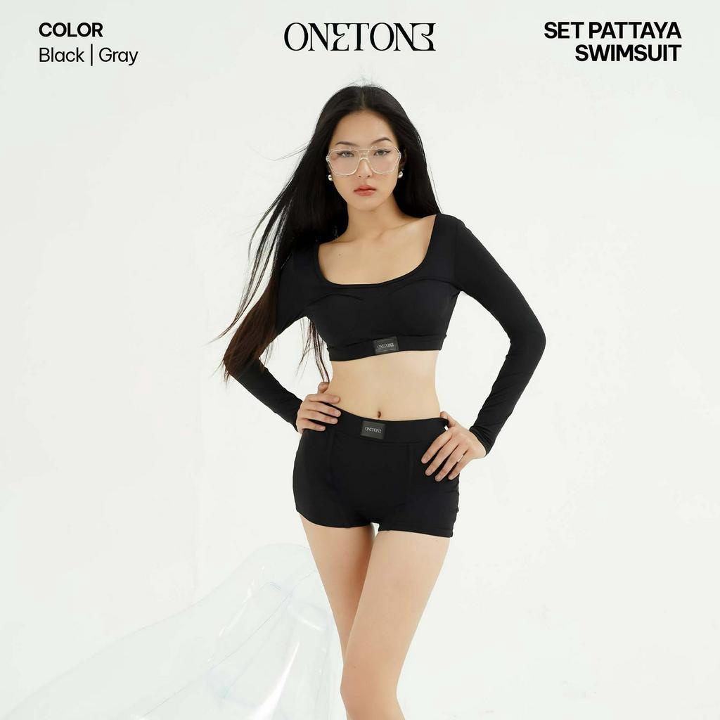 Set đồ bơi nữ Onetone dài tay cổ vuông Pattaya