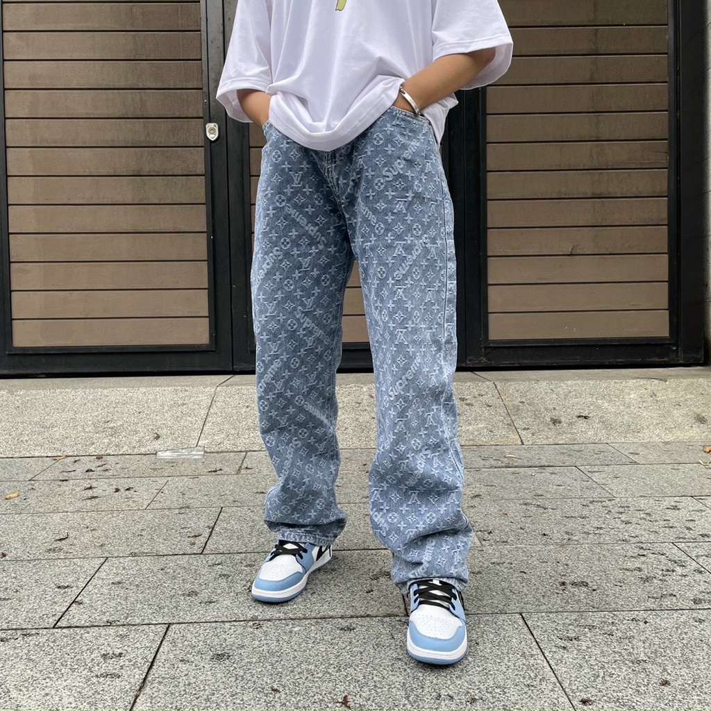 Quần Baggy Jean ống suông rộng STYLE CÁ TÍNH- Quần bò nam LV hàng cao cấp loại 1 - Q5