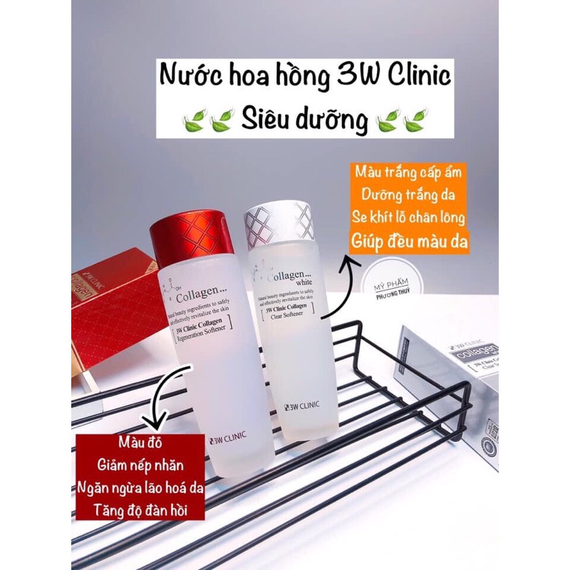 Nước Hoa Hồng Tái Tạo Làm Sáng Da Chống Lão Hóa 3W Clinic Collagen 150ml