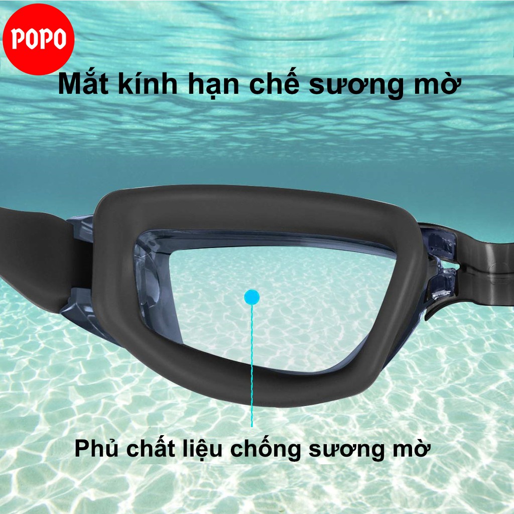 Kính bơi cận thị có độ cận từ 1.5 đến 8.0 mắt tráng gương chính hãng POPO 1940 cho người lớn, trẻ em, cho bé từ 8 tuổi